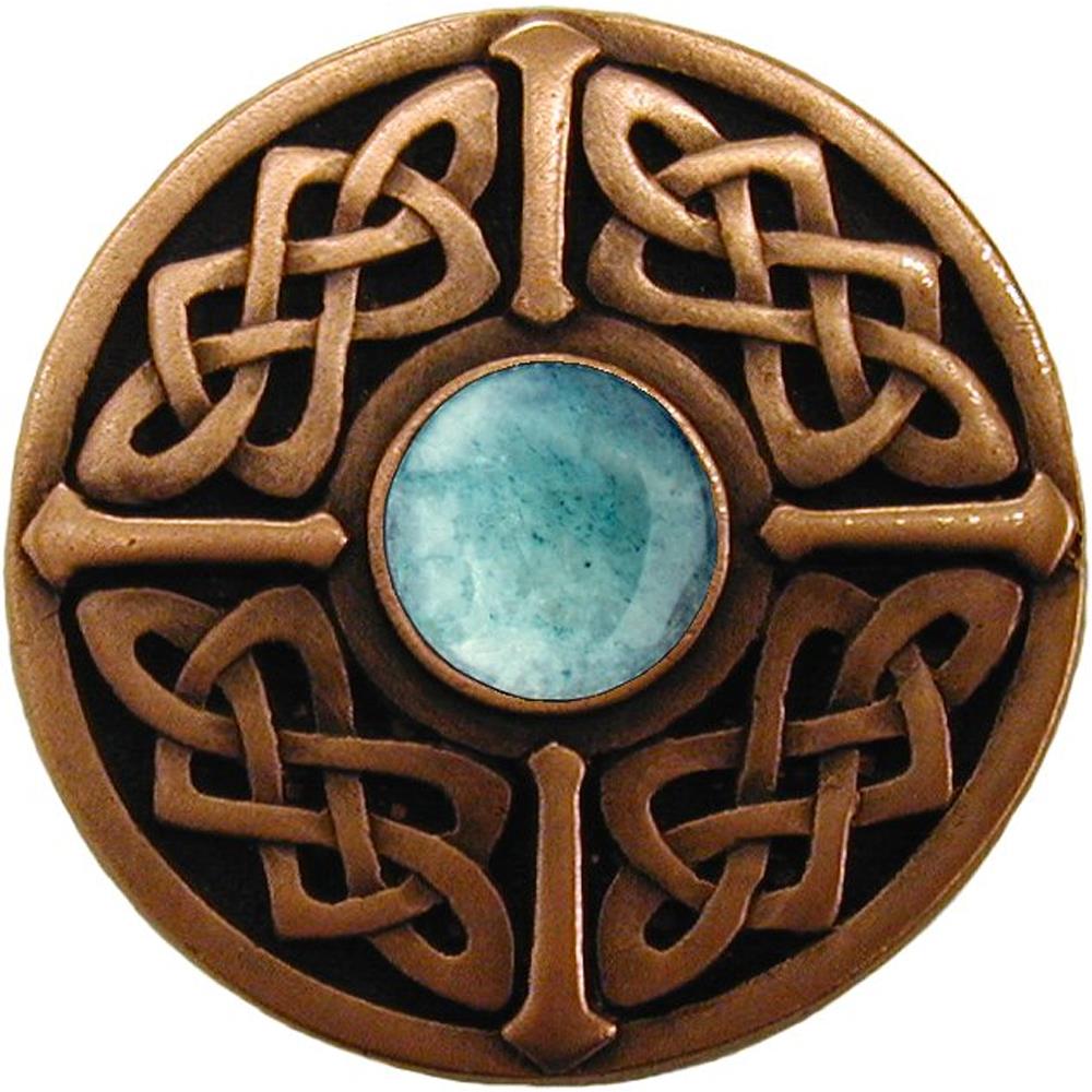 Notting Hill NHK-158-AC-GA Celtic Jewel Knob Antique Copper/Green Aventurine natural stone